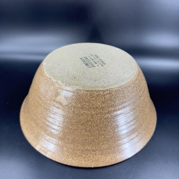 2004 Liberty Pottery Becky Large Stoneware Brown Speckled Bowl Dish Ohio Crafted - Picture 11 of 15